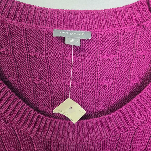 Ann Taylor Silk Cotton Textured Knit Sweater Purple Size Small - Picture 6 of 7